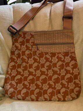 Maruca (Handmade Boulder, CO) sling bohemian zip shoulder bag brown/black VGUC